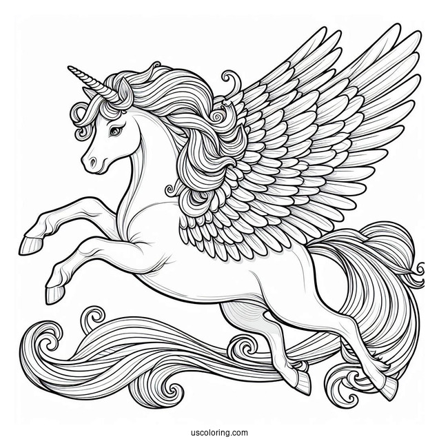 Majestic Pegasus Coloring Page With Large Wings