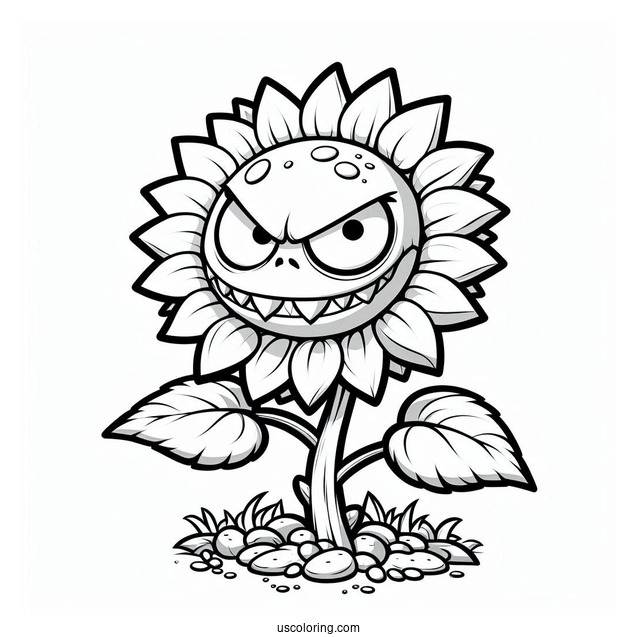 Plants Vs Zombies Sunflower Coloring Page