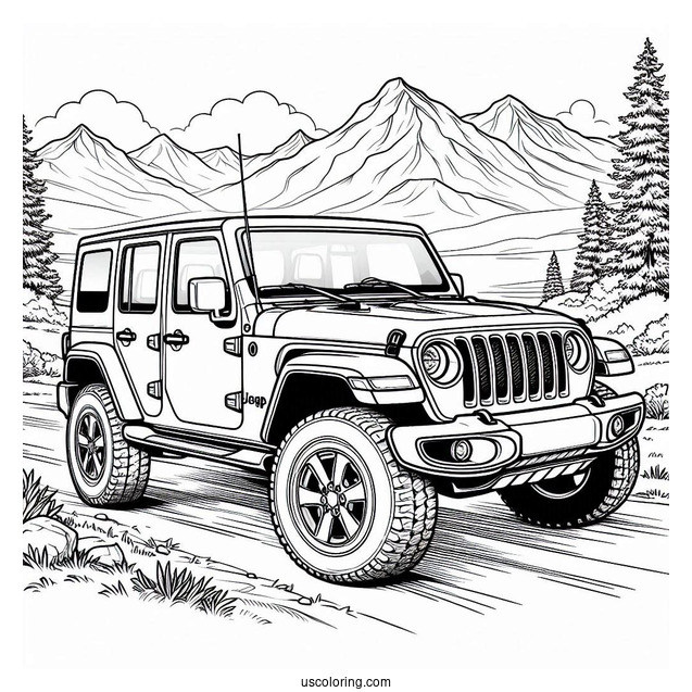 Jeep Wrangler Coloring Page For Kids