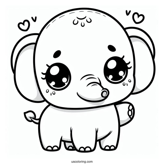 Kawaii Elephant With Little Trunk