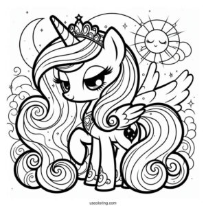 Easy Princess Luna Coloring Page With Sweetie Belle And Fluttershy For Kids