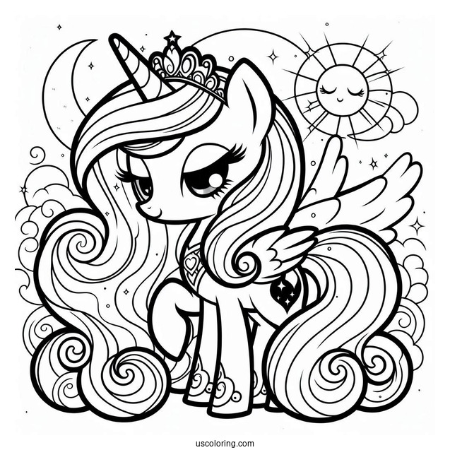 Easy Princess Luna Coloring Page With Sweetie Belle And Fluttershy For Kids