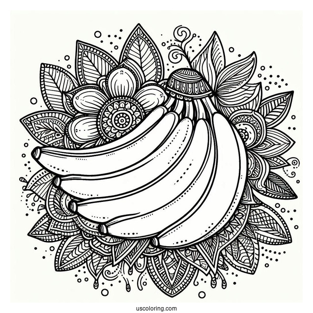 Full Page Banana Coloring Page Mandala