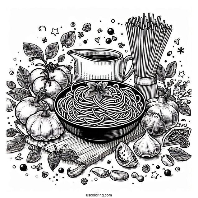 Italian Spaghetti Coloring Page