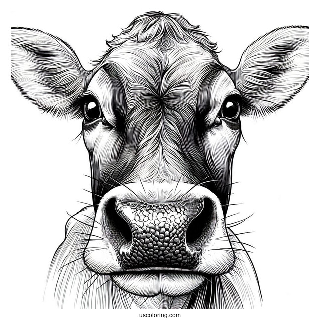 Close Up Of Jersey Cow Face Coloring In