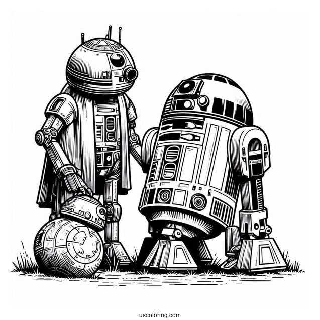 K2SO And R4 P17 Meeting R2 D2 Coloring Page