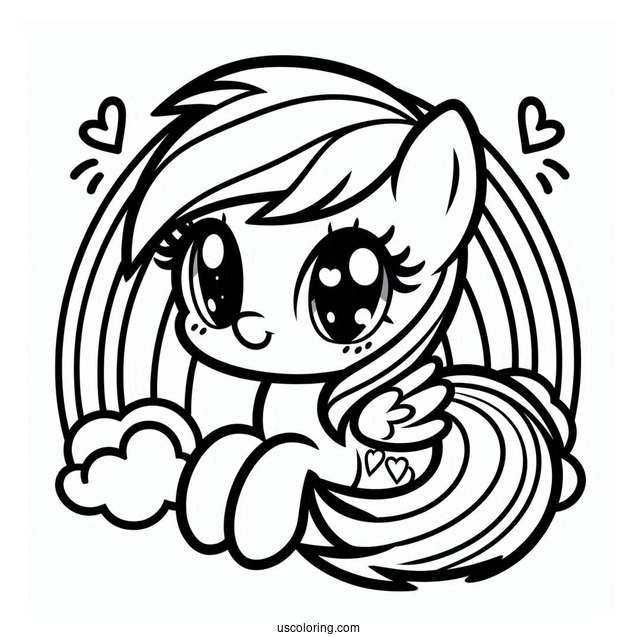 Cute Chibi Rainbow Dash Coloring Page With Heart Eyes For Preschoolers