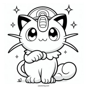 Meowth With Paw Up Coloring Page