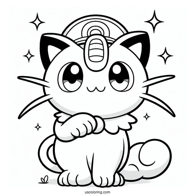 Meowth With Paw Up Coloring Page