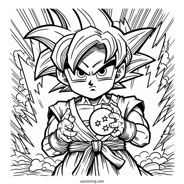 Dragon Ball Z Coloring Page Of Kid Trunks Ready to Fight For Kids