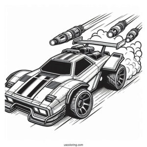 Rocket League Coloring Page Of Octane Battle Car With Rear Thrusters Blasting