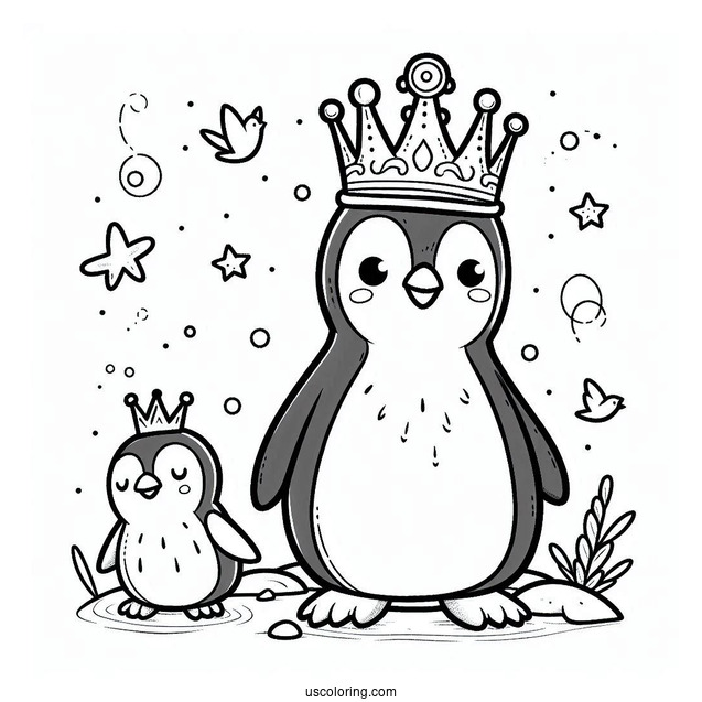 King Penguin Coloring Sheet For Kids