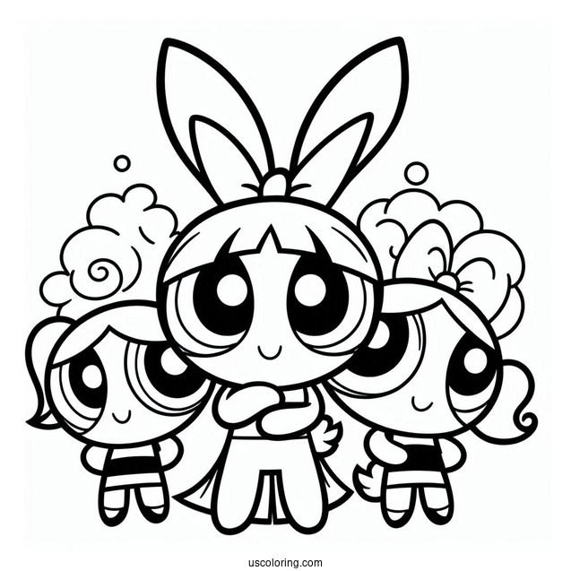 Bunny And The Powerpuff Girls Coloring Picture