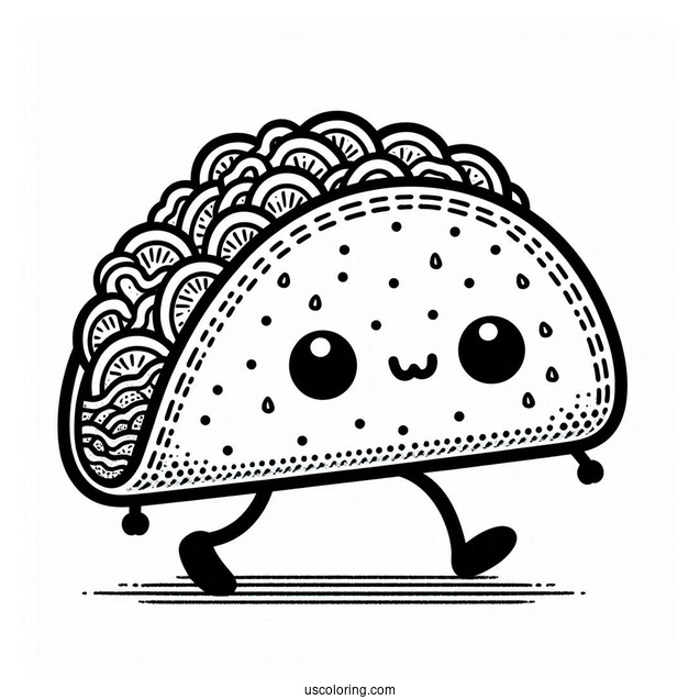 Piñata Walking With A Taco Coloring Page