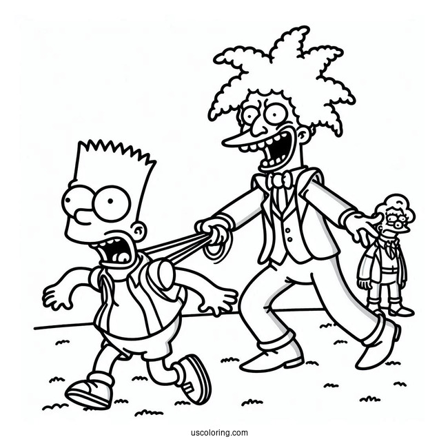 Simpsons Coloring Pages Of Sideshow Bob Scaring Bart Simpson
