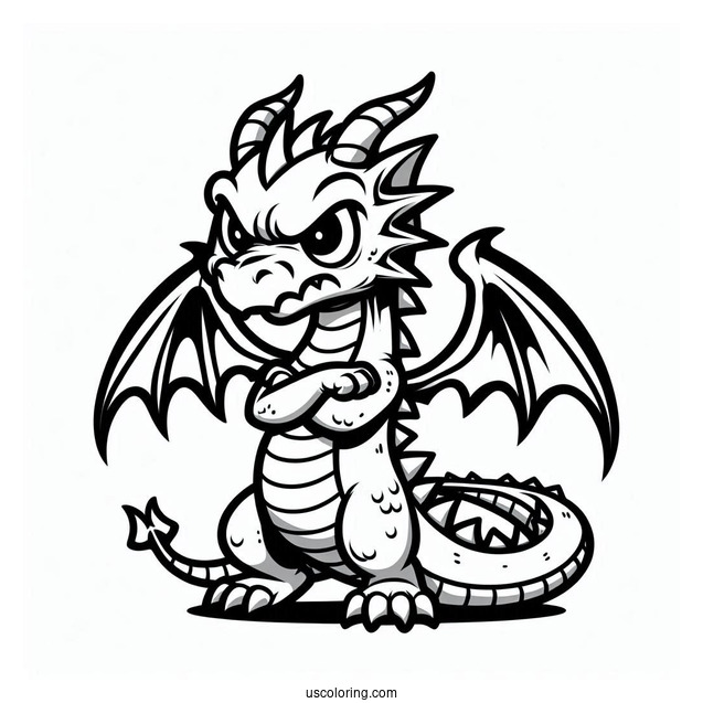 Angry Cartoon Dragon Coloring Page