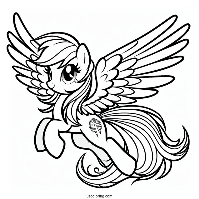 Mighty Rainbow Dash Coloring Page With Wings Spread Out