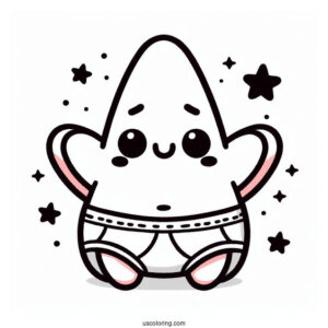 Kawaii Baby Patrick Star Coloring Page In Diapers For Preschoolers