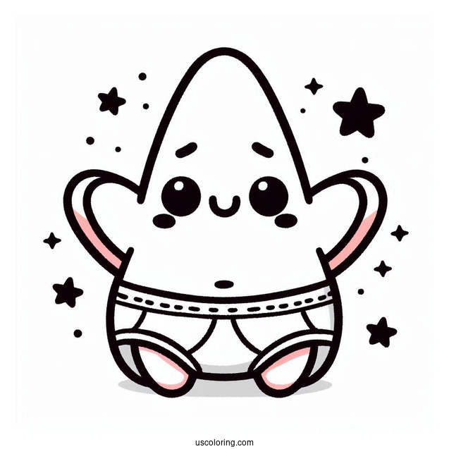 Kawaii Baby Patrick Star Coloring Page In Diapers For Preschoolers