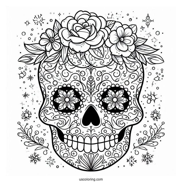 Snow White Sugar Skulls Coloring Page For Kids