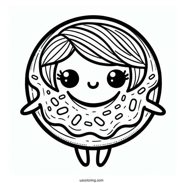Shy Female Donut Coloring Page With Arms And Legs For Kids