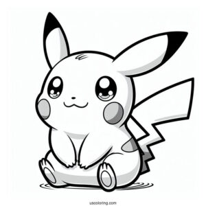 Big-Eyed Pikachu Coloring Sheet