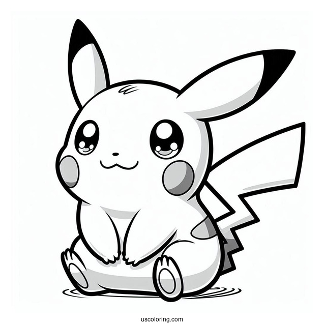 Big-Eyed Pikachu Coloring Sheet
