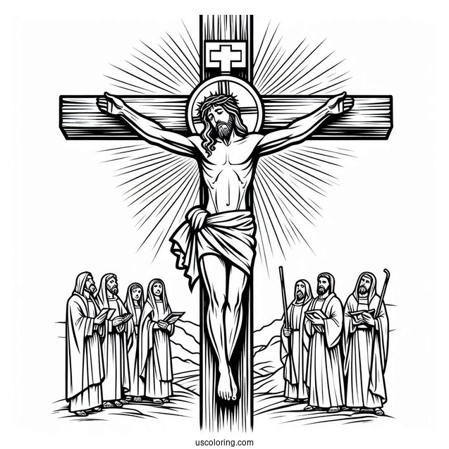 Jesus Christ On Cross Coloring For Kids