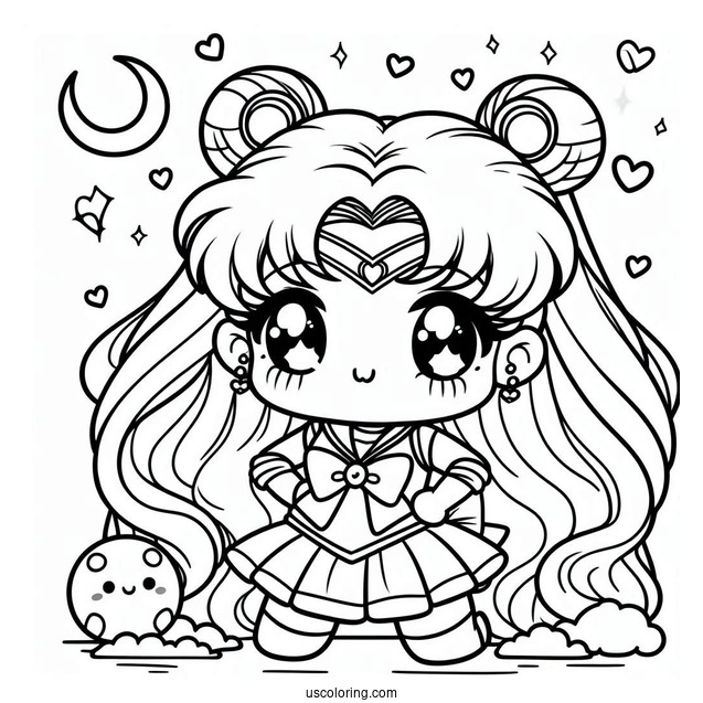 Chibi Kawaii Sailor Moon Coloring In