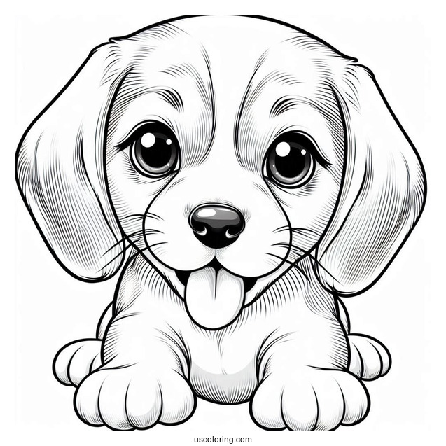 Beagle Puppy With Tongue Out Coloring In