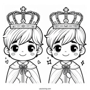 Boy Wearing Crown Coloring In For Preschoolers