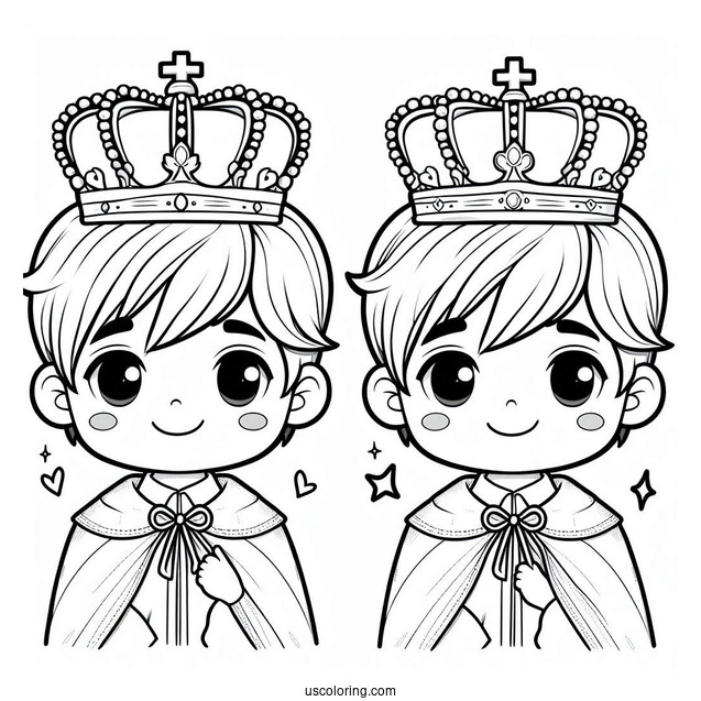 Boy Wearing Crown Coloring In For Preschoolers
