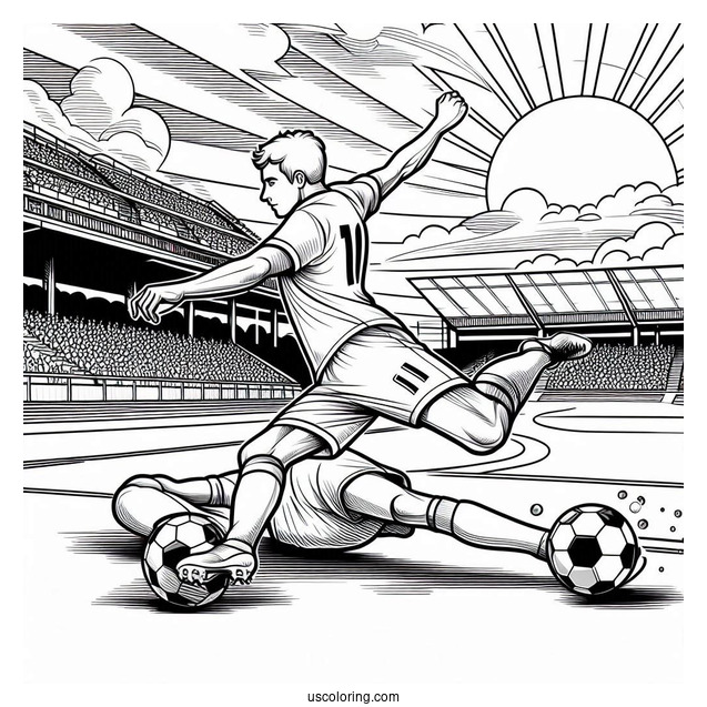 Soccer Player Doing a Slide Tackle