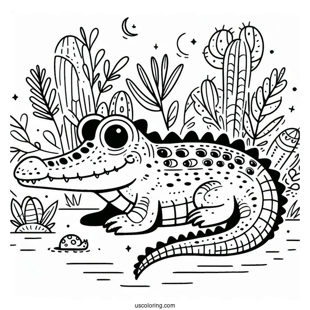Simple To Color Crocodile Picture For Kids