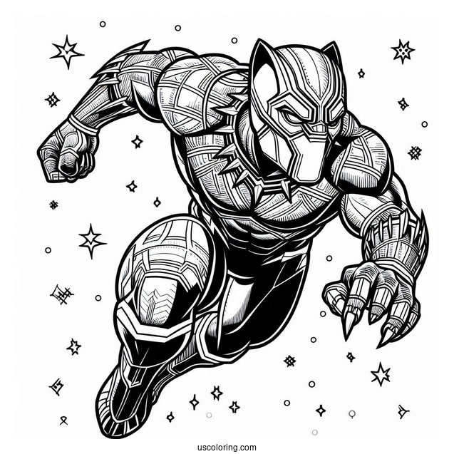 Black Panther With The Avengers Coloring Page