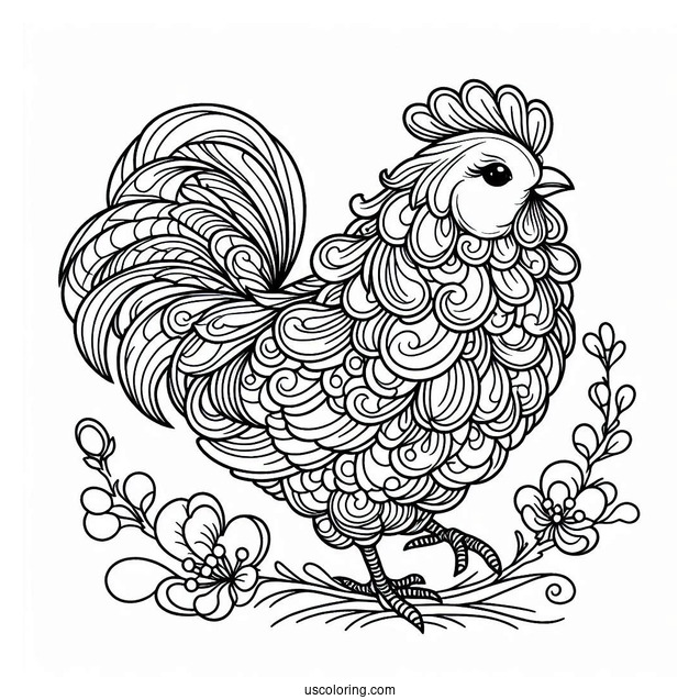Chinese Silk Chicken Coloring Page