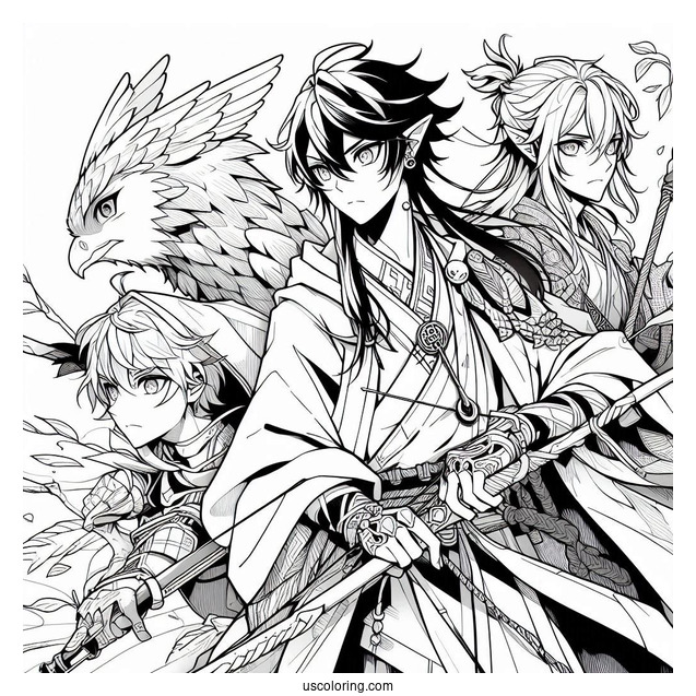 Manga Coloring Page Of Elusive Warriors Manga Cover For Kids