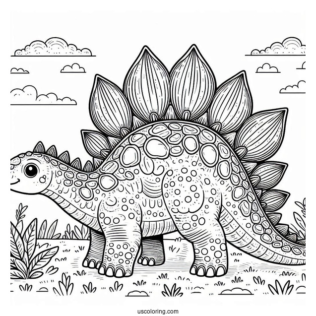Stegosaurus Coloring Page With Detailed Dermal Plates