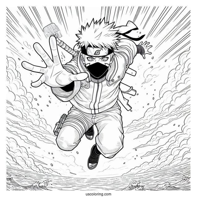Naruto Coloring Page And Kakashi Falling From The Sky