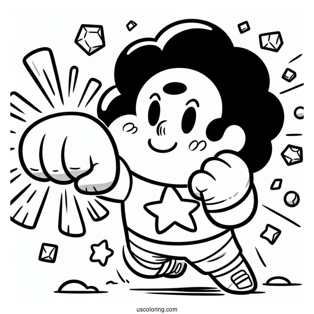 Steven Universe Coloring Page Of Kawaii Steven Universe Punching Air For Preschoolers