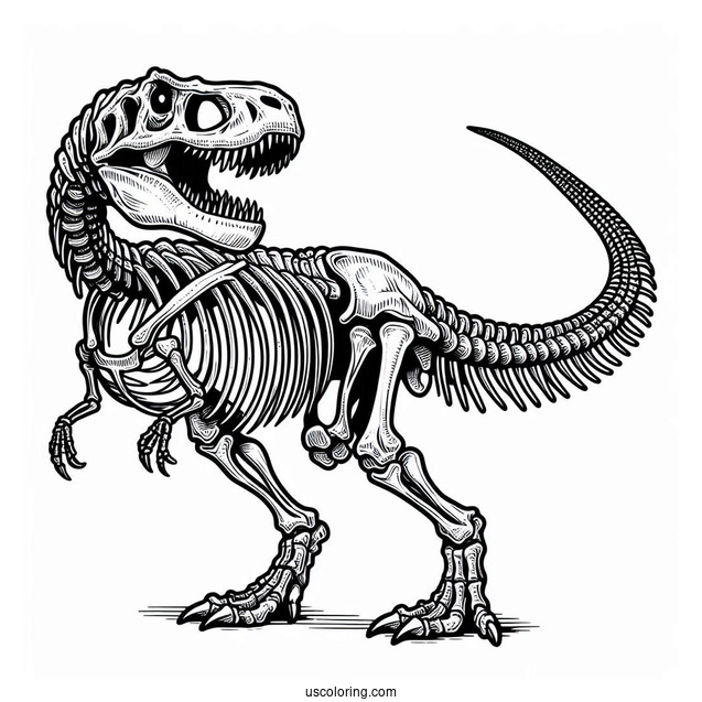Tyrannosaurus Rex Skeleton Coloring Page