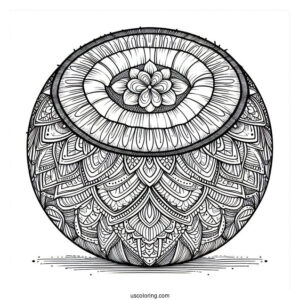 Detailed Coconut Coloring Page Mandala