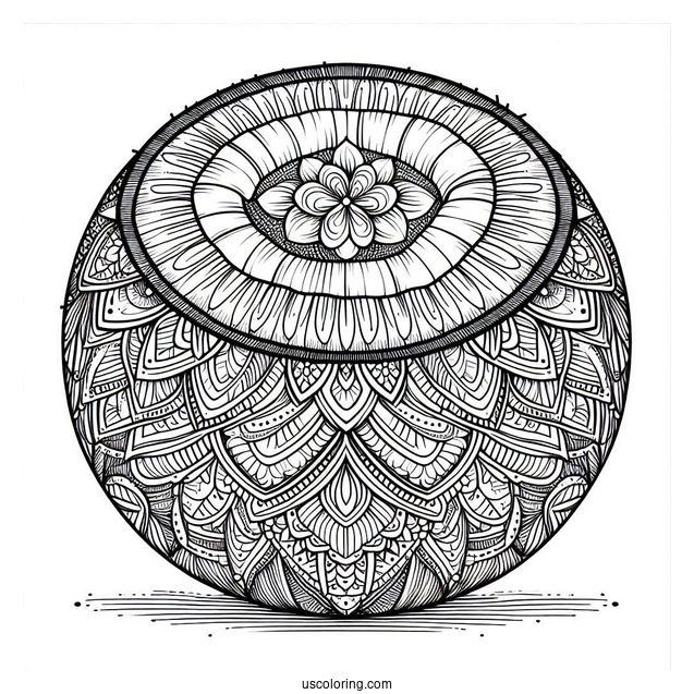 Detailed Coconut Coloring Page Mandala