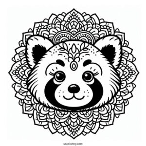 Red Panda Mandala To Color For Relaxation