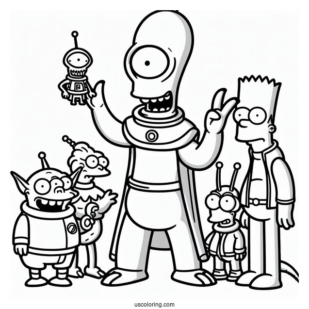 Simpsons Coloring Pages Of Kang And Kodos Simpsons Alien