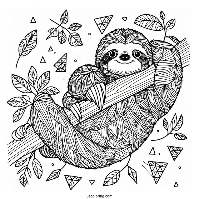 Sloth Stretched Out With Triangles