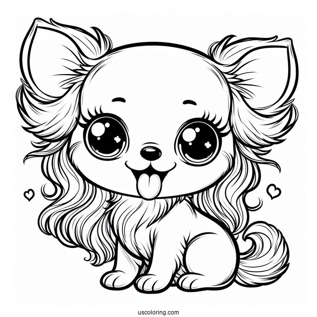 Chibi Puppy Chihuahua Coloring Page With Tongue Out For Preschoolers