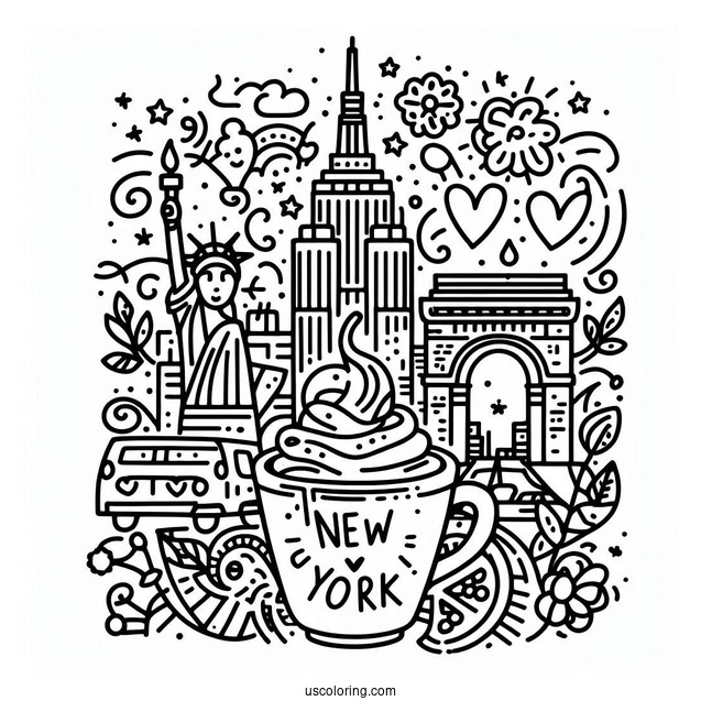 New York Coloring Page Of We Are Happy To Serve You Cup