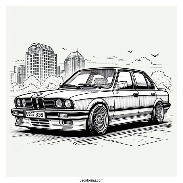 Parked BMW Coloring Page 3 Series E30