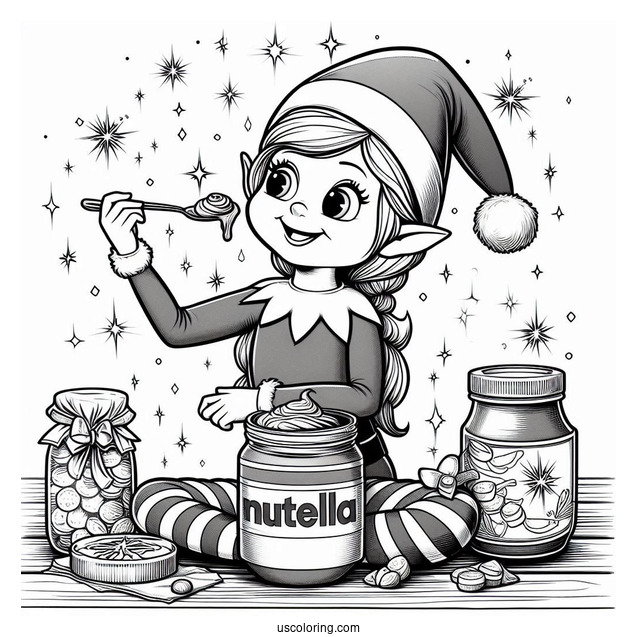 Naughty Elf On The Shelf Eating Nutella